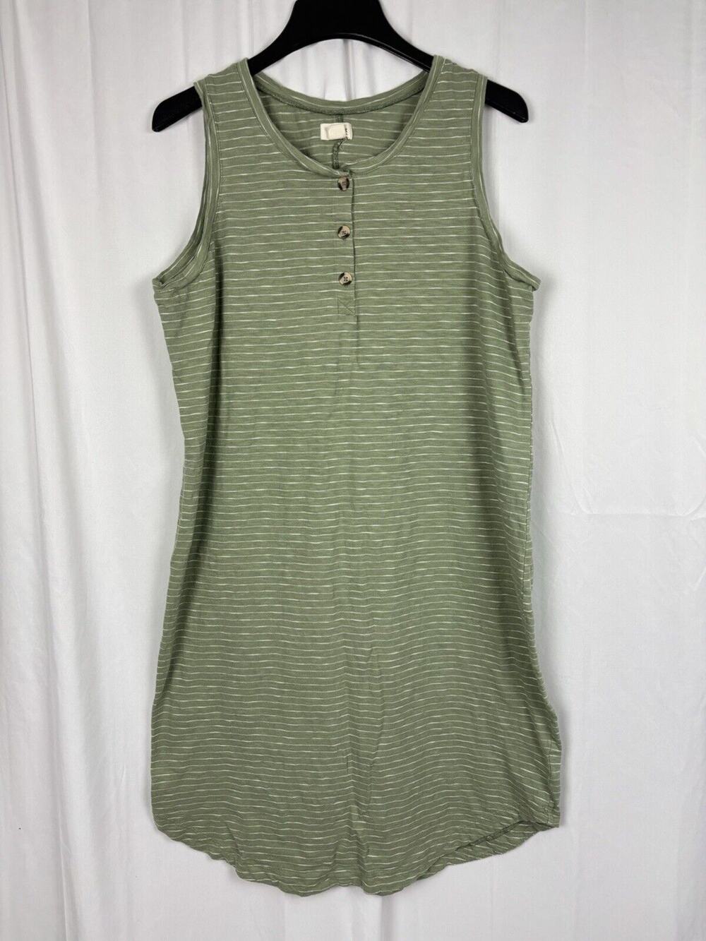 Up West Cotton Sleeveless Midi Tank Dress Green Stripe Size XL